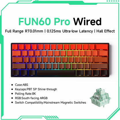 Akko MonsGeek FUN60 mechanische Tastatur mit Magnetschaltern, 60% Gaming-Tastatur, Rapid Trigger 0.01mm, 8K, ARGB, HE/TMR, Custom Keyboard