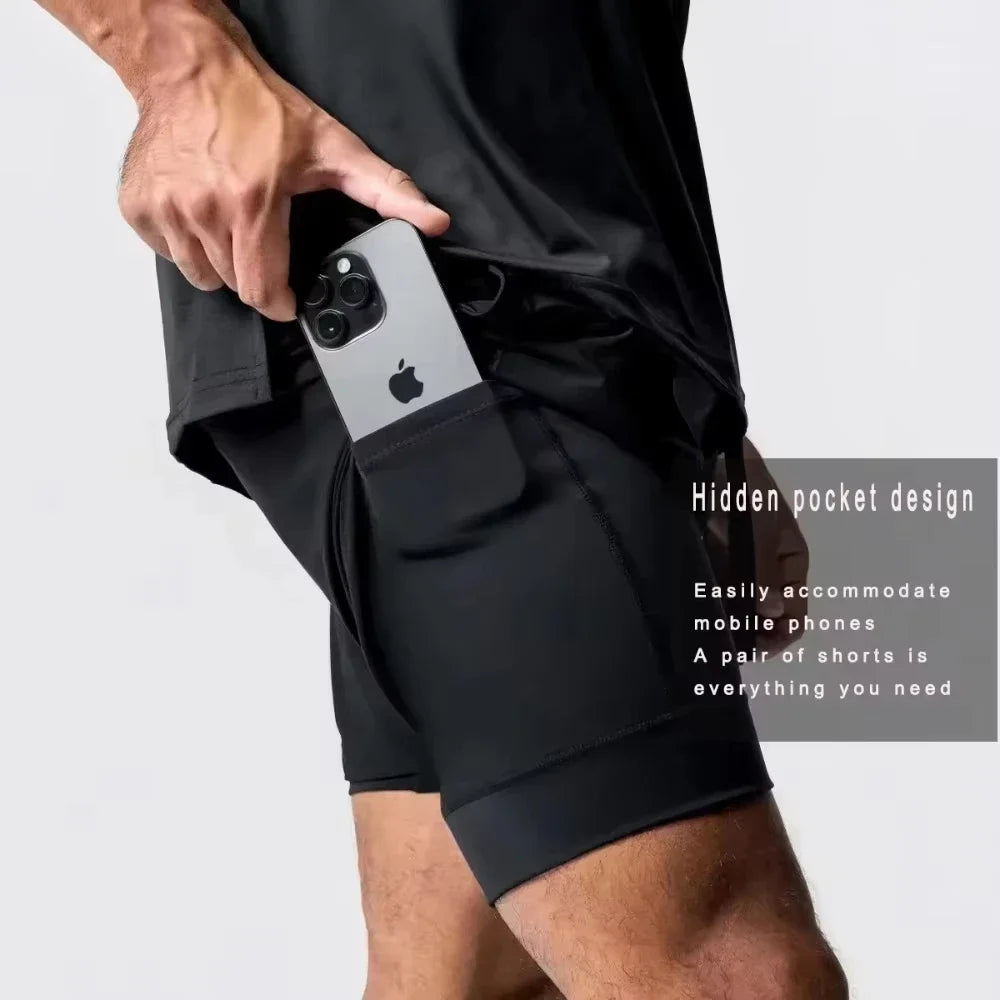 Dragon Ball Wukong Printed Double Layer Shorts Elastic Men's and Women's Spring and Summer Breathable Sports Shorts