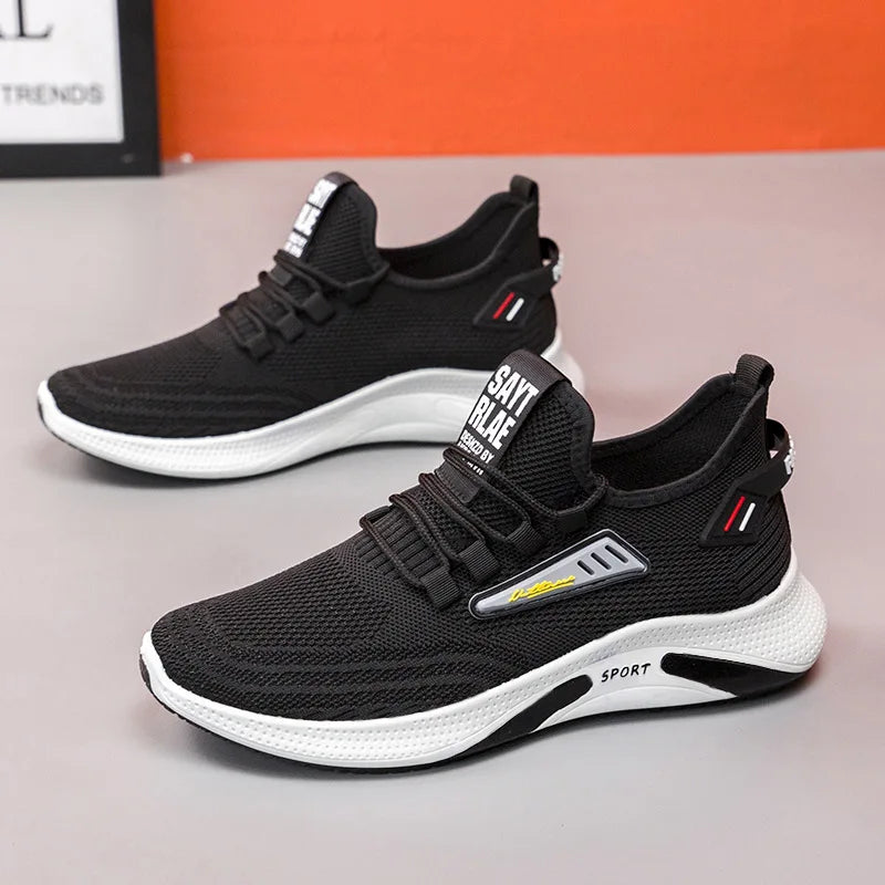 Hot Sale Of The Season New Men's Running Shoes Breathable Lightweight Knitted Lace-Up Sports Sneakers Fashionable Korean Styl...