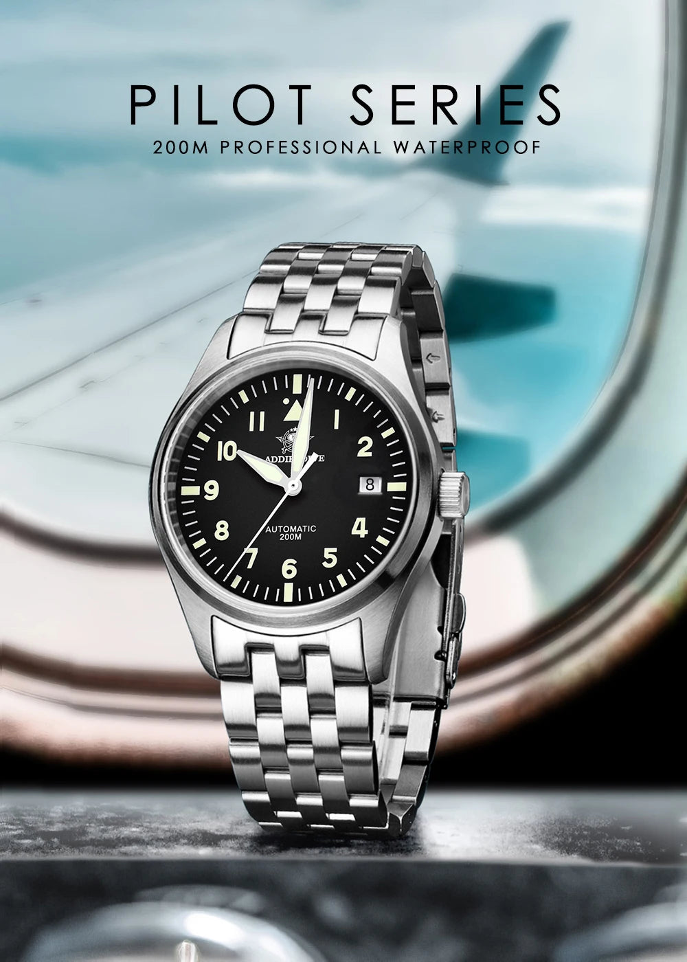ADDIESDIVE Classic Men's Automatic Mechanical Watch 200m Water Resistant C3 Luminous 316L Stainless Steel Vintage Watch AD2519