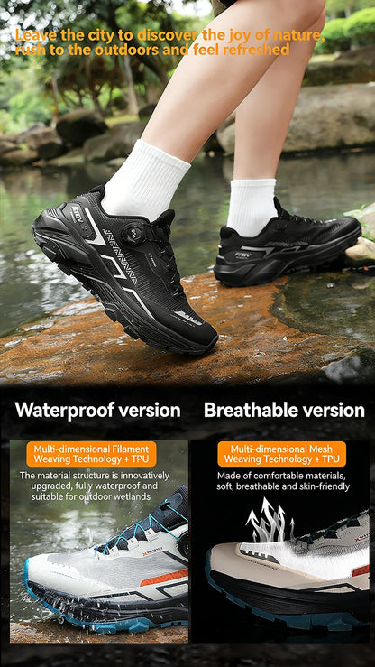 Men's Running Shoes with Rotating Buckle Breathable Mesh Lightweight Sneakers for Men Gym Workout Casual Waterproof Sports Shoes