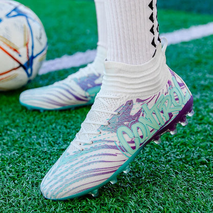 Pánské a dámské fotbalové kopačky na venkovní fotbal, protiskluzová obuv na fotbalové hřiště, ultralehké futsalové tenisky TF/FG s kolíky