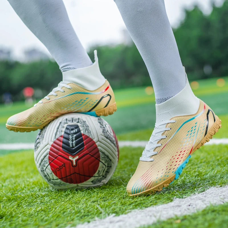 New Men Soccer Shoes Men Grass Breathable Soft Outdoor Football Shoes Cleats Long Spikes Comfortable Training Sport Shoes Men