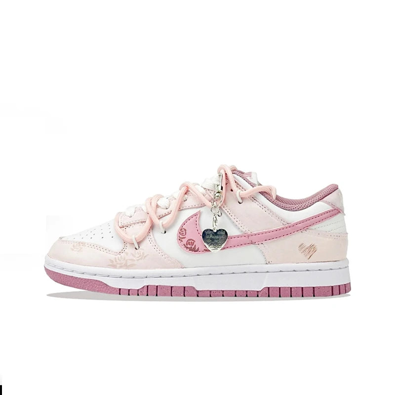 Custom Sneakers Nike Dunk Low Honey Rose Hand-Painted Love Heart Fashion Versatile Cushioning Wear-Resistant Shoes For Women