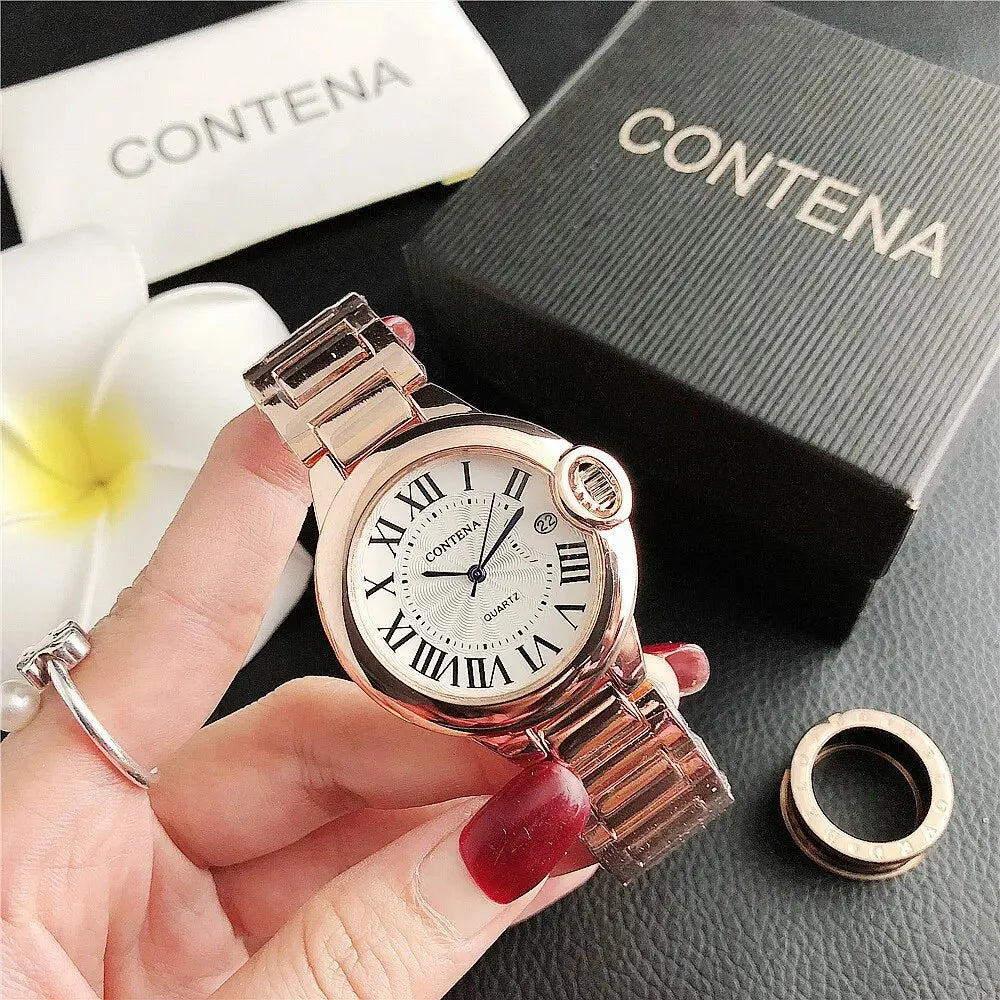 New Brand Luxury Stainless Steel Men and Women Luxury Atmosphere Quartz Watches Fashion Blue Balloon Women Date Watch Suit
