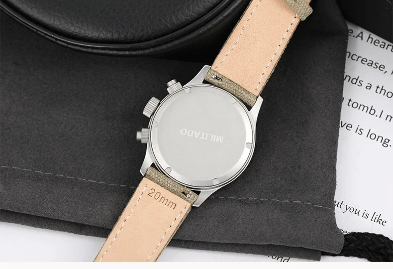 MILITADO Chronograph 39mm Watch BGW-9 Luminous Retro Military 100m Waterproof VK61 Quartz Movement Steel Vintage Men Wristwatch