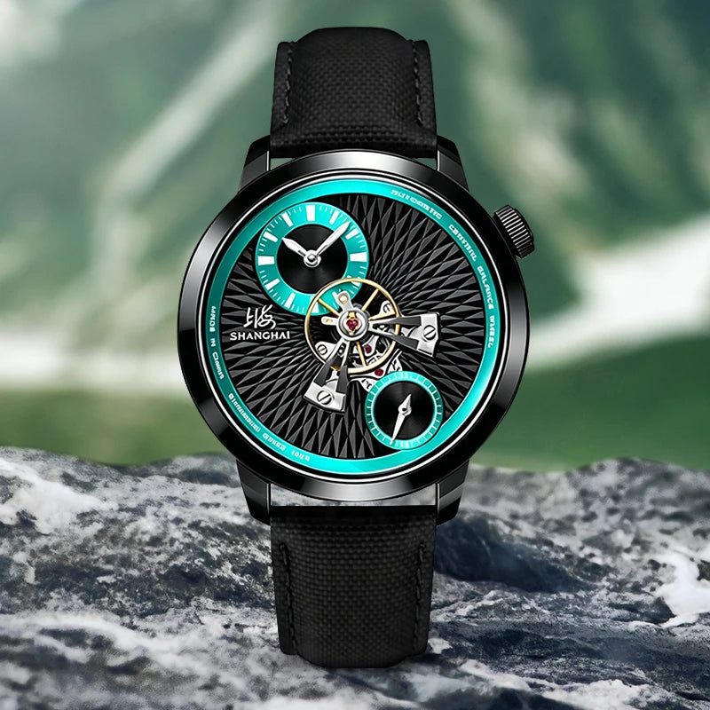 Shanghai Watch Sky Dome Center Flywheel Men's Watches Luminous Automatic Mechanical Wristwatch 50M Water-resistance Watches 2101