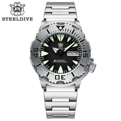 STEELDIVE SD1984 Monster Steel Strap Mechanical Watch NH36 Movt Sapphire Crystal 200M Waterproof Swiss Super Luminous Wristwatch