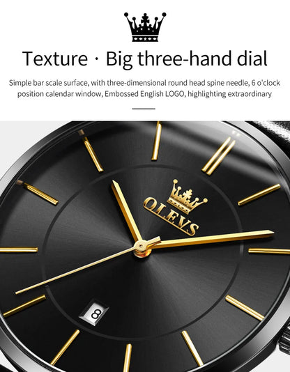 OLEVS 5869 Men's Watch Japan Quartz Movement Thin Case Fashion Waterproof Watch For Men Calendar Simple Original Male Wristwatch