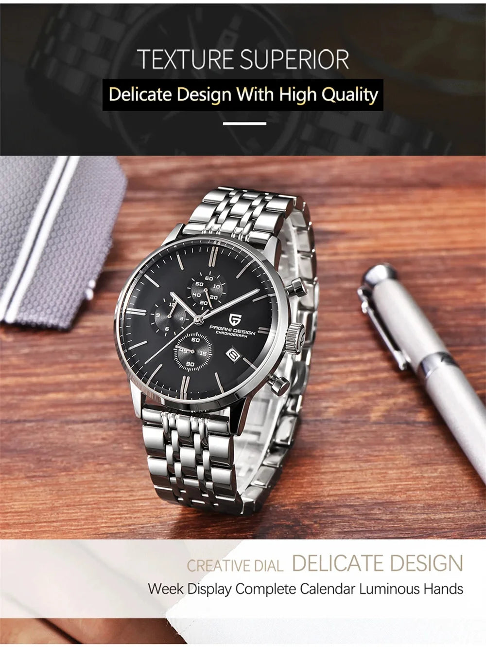 Pagani Design Men's Chronograph Watch  Japan VK67 Movt Waterproof Multifunctional Business Sports Quartz Watch Relogio Masculino