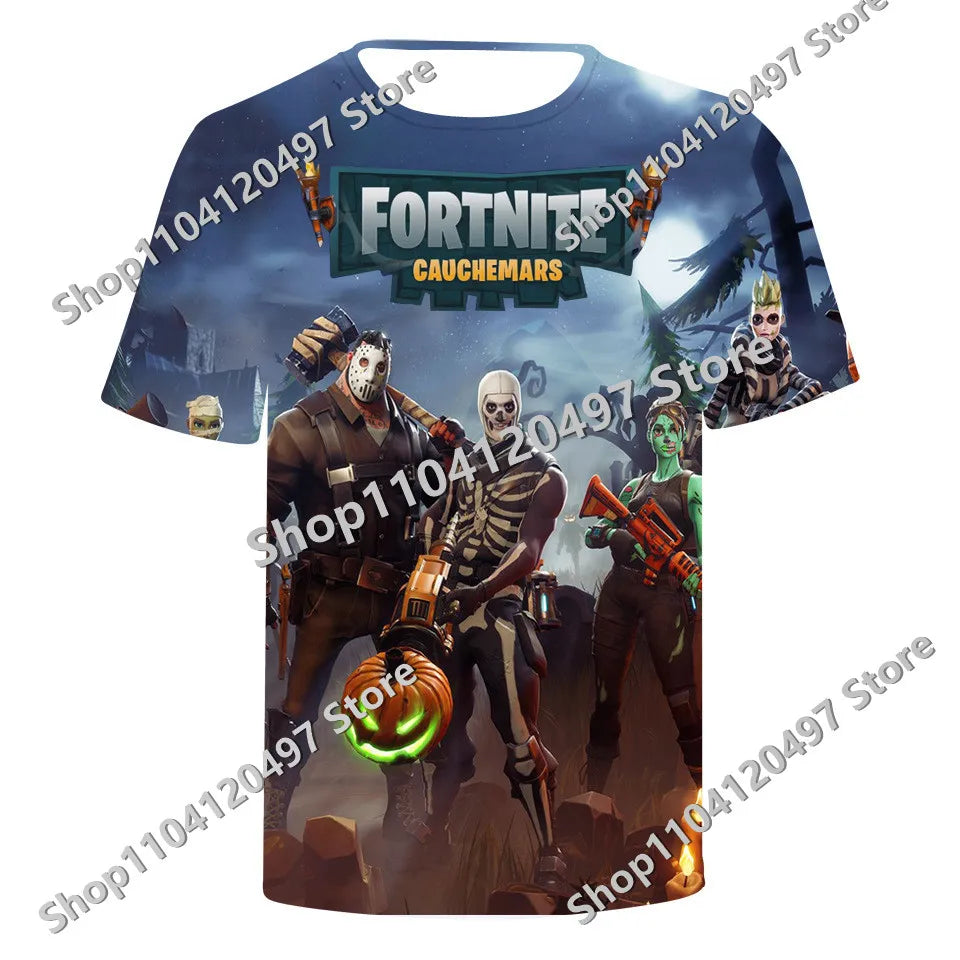 Fortnites Theme Birthday Number T-Shirt Summer Child White Clothes Cartoon Hot Game Short Sleeve Tees Casual Tops Funny Gifts