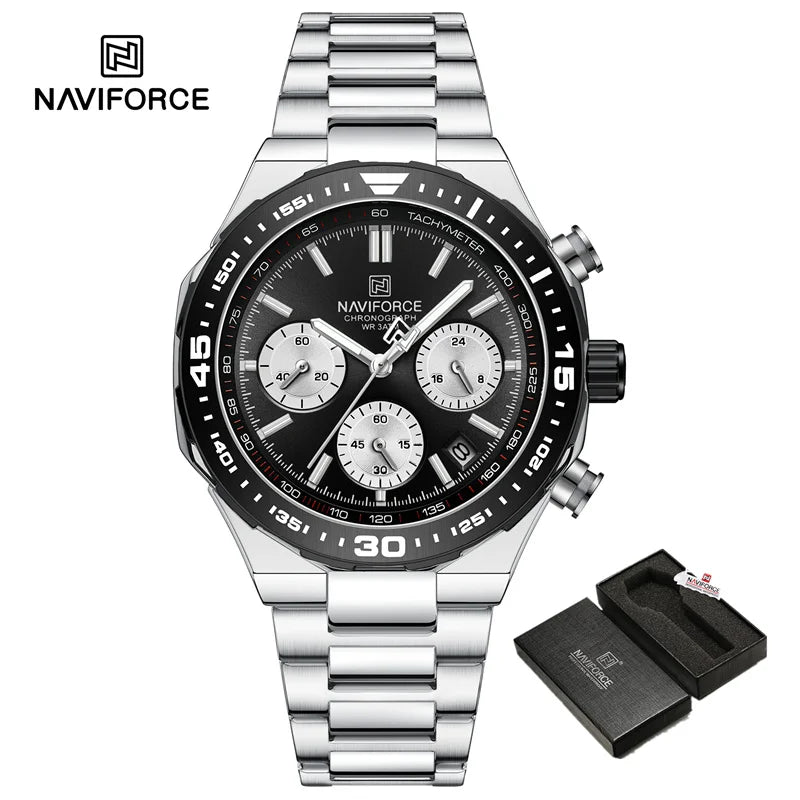NAVIFORCE Men's Watches Quartz Fashion Business Classic Water Resistant Stainless Steel Strap WristWatch New Male Clock in 2024