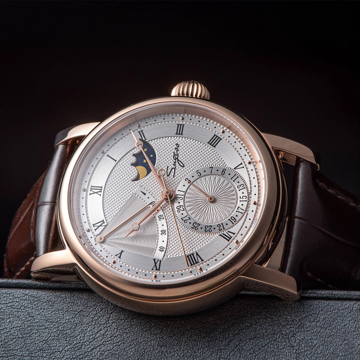 Sugess Moonphase Men's Watch Automatic Mechanical Watches for Tianjin Movement Sapphire Glass Water Resistant Wristwatches New
