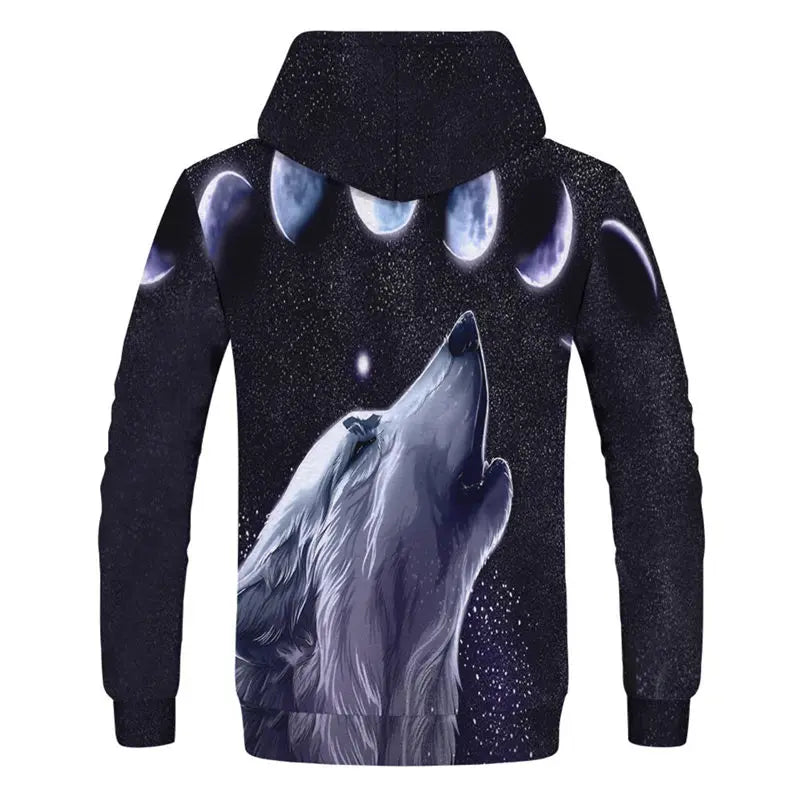 New Fashion Animal 3D Printed Hoodie Men and Women Personalized Design Sweatshirt Snow Double Wolf Harajuku Oversized Hoodie