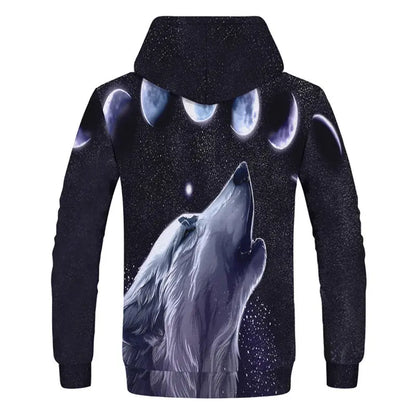 New Fashion Animal 3D Printed Hoodie Men and Women Personalized Design Sweatshirt Snow Double Wolf Harajuku Oversized Hoodie