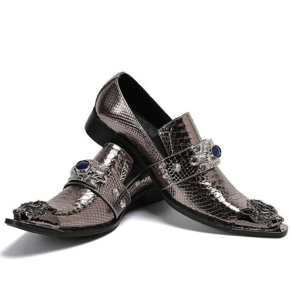 Men Luxury White Gold Metal Toe Oxford Elegant Loafers Slip On Dress Shoes Formal Wedding Party PU Leather Shoes Size 38-46