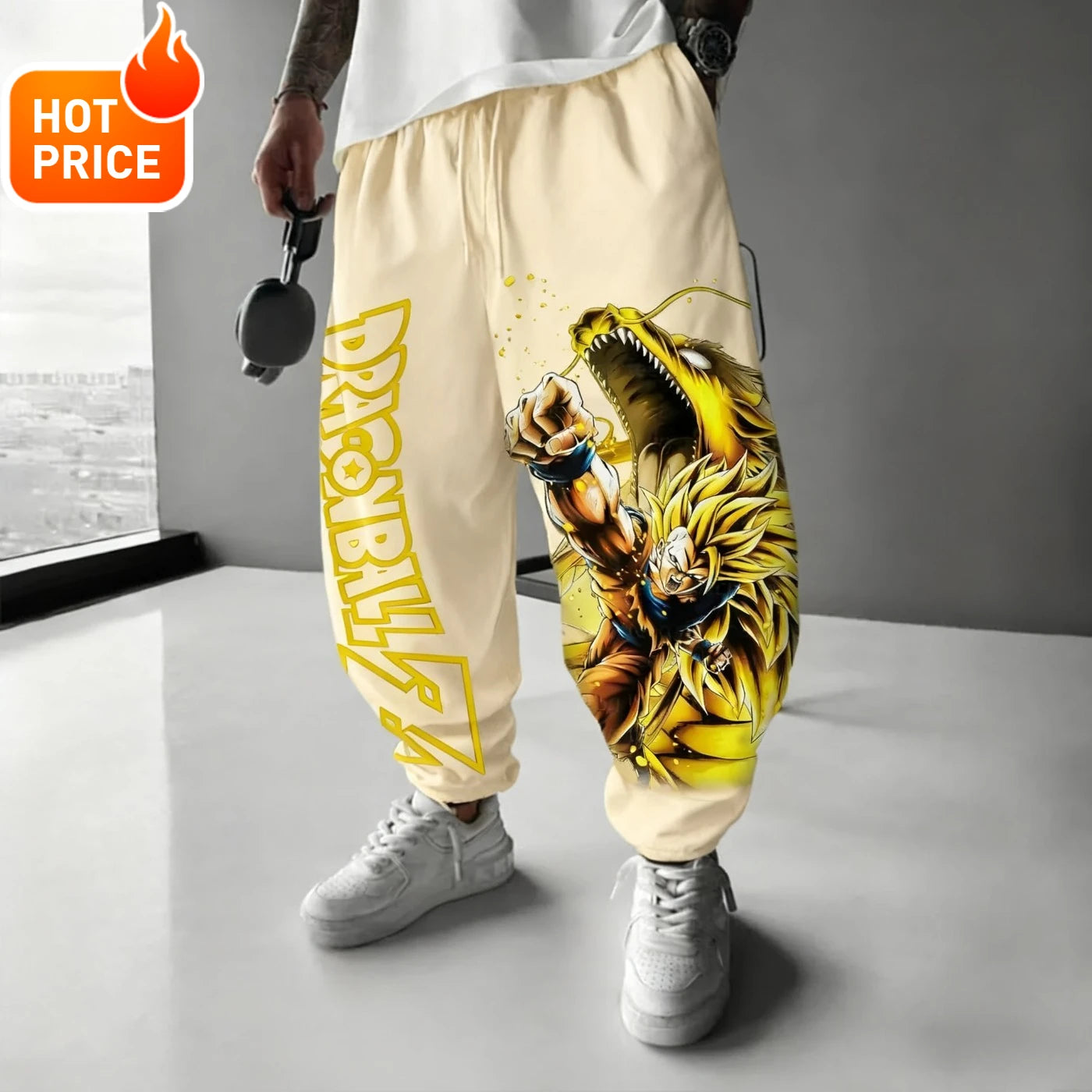 Son Goku Anime Dragon Ball Men's Harajuku Super Saiyan Winter Cotton Pants Streetwear Women Casual Cuffed Sweatpants Unisex Y2K