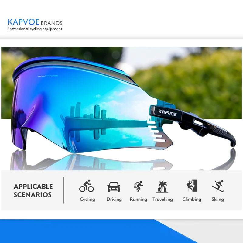 KAPVOE Outdoor Photochromic Cycling Sunglasses Men Road Driving Bike Glasses Sports Hiking Women Bicycle Cycling UV400 Goggles
