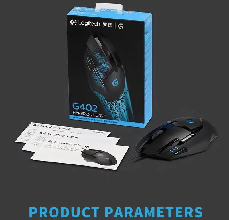 Rato Gaming com Fios Logitech G402, Processador ARM de 32-Bit, 8 Botões, 500 IPS, Antiderrapante, para Sessões de Gaming e Trabalho Durante Todo o Dia