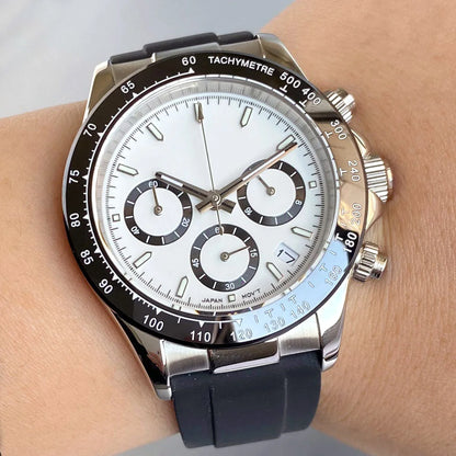 Relógio de Luxo para Homem VK63 com Movimento de Quartzo, Cronógrafo Business, 39mm, Aço/Ouro Rosa, Data, Mostrador Luminescente, Cronógrafo Completo