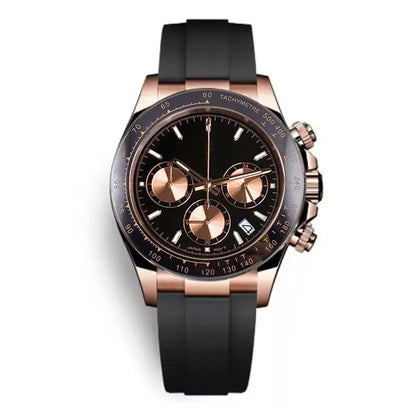 Relógio de Luxo para Homem VK63 com Movimento de Quartzo, Cronógrafo Business, 39mm, Aço/Ouro Rosa, Data, Mostrador Luminescente, Cronógrafo Completo