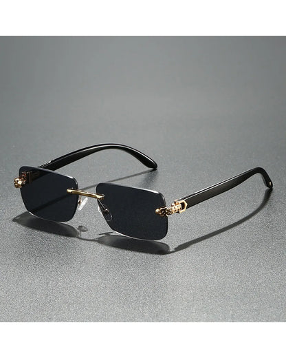 Gafas de sol vintage rectangulares y ovaladas para mujer y hombre, con montura metálica y lentes transparentes