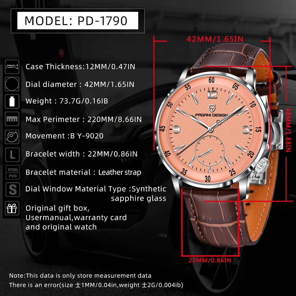 V2 PAGANI DESIGN PD-1790 New 42MM Men's Fashion Leisure Mechanical Watch 10Bar Waterproof Sapphire Glass Men's Automatic Watch
