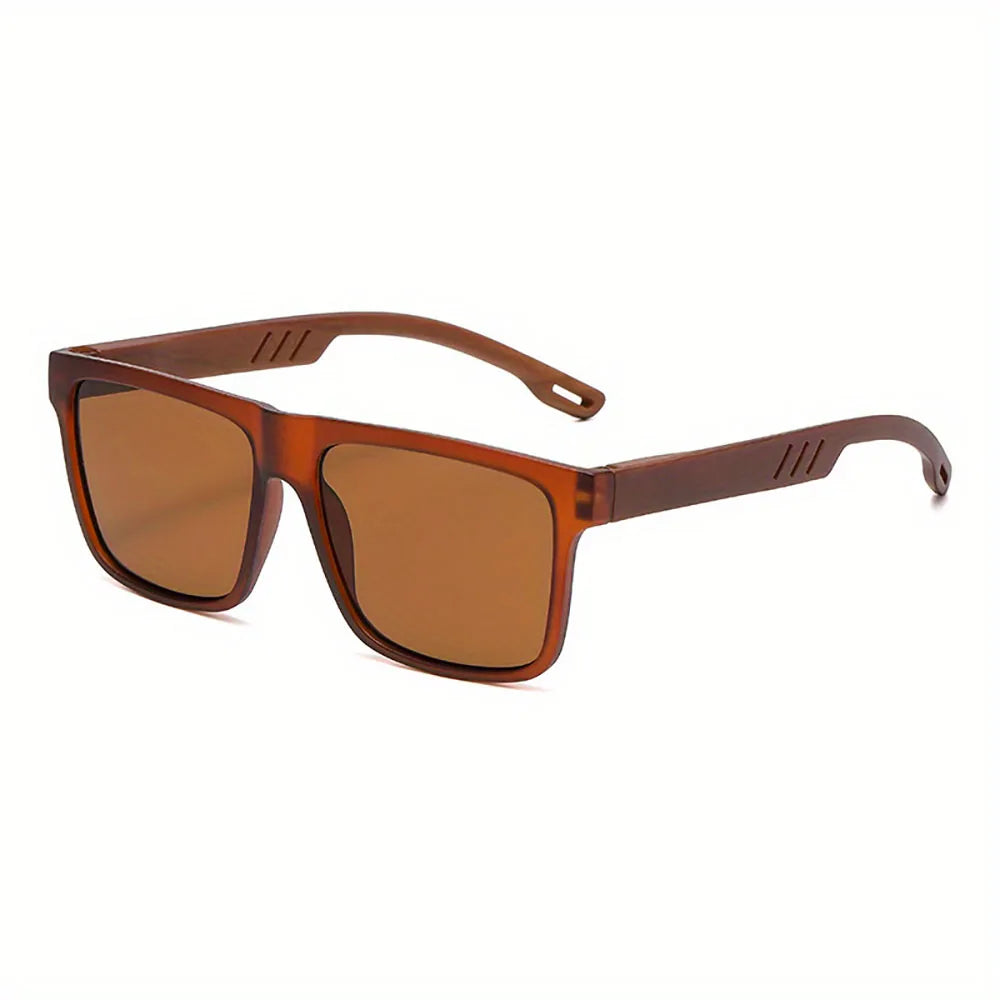 1/2pcs New Square Casual Sunglasses Wood Grain Spring Hinges UV400 Protection Unisex Outdoor Daily Eyewear