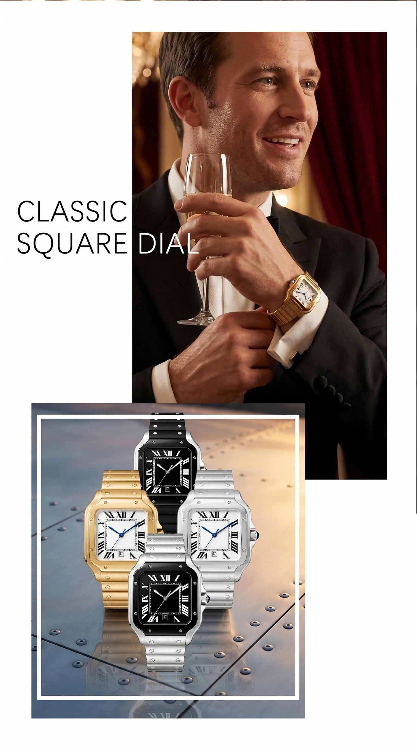 New Luxury Men's Quartz Watch Classic Retro Style Women's Watch Roman Numerals Date Display Stainless Steel Japanese Movement