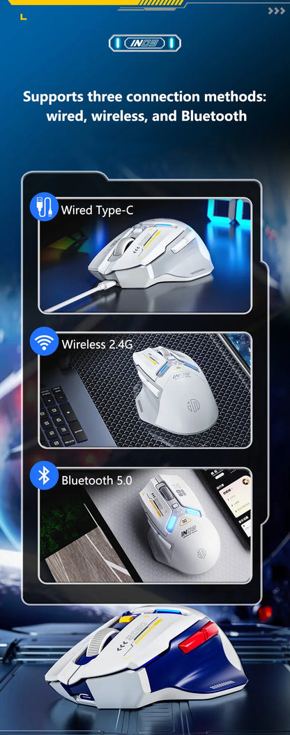INPHIC IN9 Wireless Gaming Mouse Tri-Mode 2.4G Bluetooth & USB-C Wired, 12000 DPI RGB Programmable Gaming Mouse for PC & Laptop