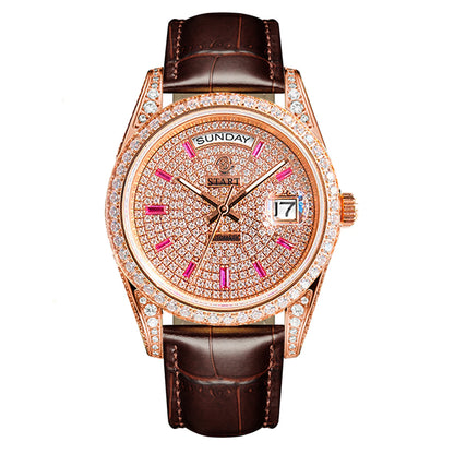 【START】Gypsophila Men's Watch Official Authentic Diamond Watch Waterproof Automatic Mechanical Watch Date Week Function
