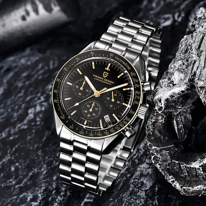 PAGANI DESIGN 2026 New Moon Watch Retro Luxury Quartz Watches For Men Stainless steel Luminous waterproof Sport Chronograph Man