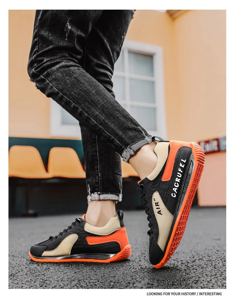 Men's Casual Sports Shoes Breathable Comfortable Flat Heel Low Cut Lace up Leather Upgraded Version of the Classic AGAM Shoe
