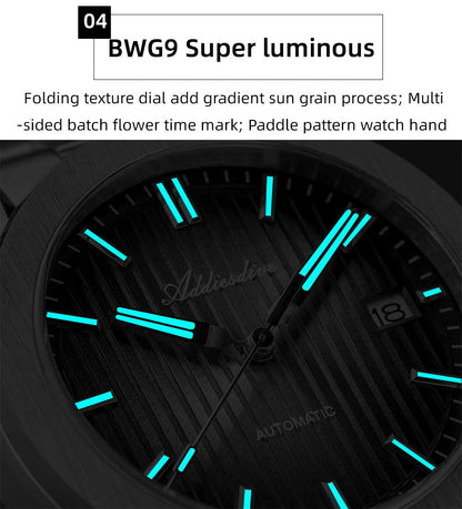 ADDIESDIVE Luxury Men's Automatic Watch Sapphire Glass Japan 8215 Mechanical Watch BGW9 Super Luminous Men Analog Watches AD2533