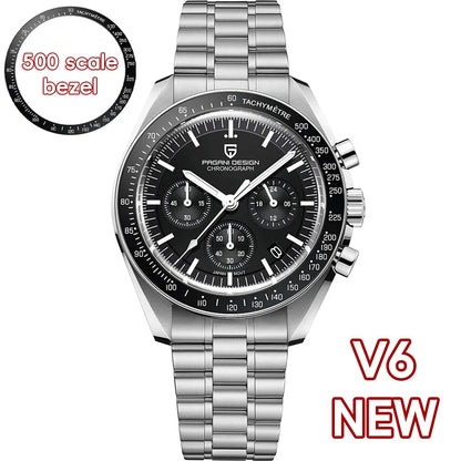 PAGANI DESIGN 2026 New Saturn Men's Watches Quartz Watch For Men Light Tan Sport Chronograph AR Sapphire Crystal Wrist Watch Men