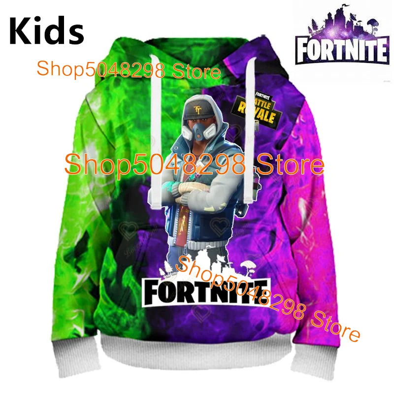 Sweatshirt com Estampado de Herói Fortnite, Jogo Popular, para Rapazes e Raparigas, Roupa 3D Casual, Hoodie para Crianças, Adultos, Homens e Mulheres, Pullover de Primavera e Outono