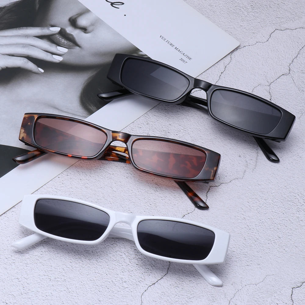 Small Rectangle Sunglasses Women Men Retro Narrow Frame Leopard Vintage Square Sun Glasses Female Punk Cat Eye Eyewear Oculos