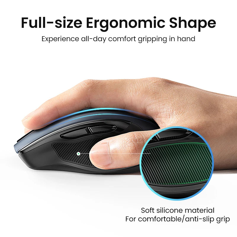 Rato sem fios UGREEN Bluetooth 5.0, ergonómico, 4000 DPI, 6 botões silenciosos, para MacBook, tablet, computadores portáteis, computador PC, rato 2.4G