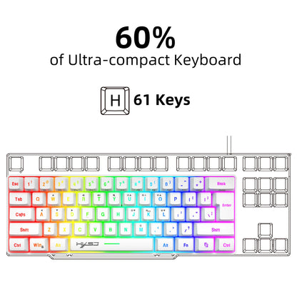 New Mini Gaming keyboard Wired Thin Film Keyboard 61-key Touch RGB Glow Multiple Quick Key Combination Suitable For Gaming Office