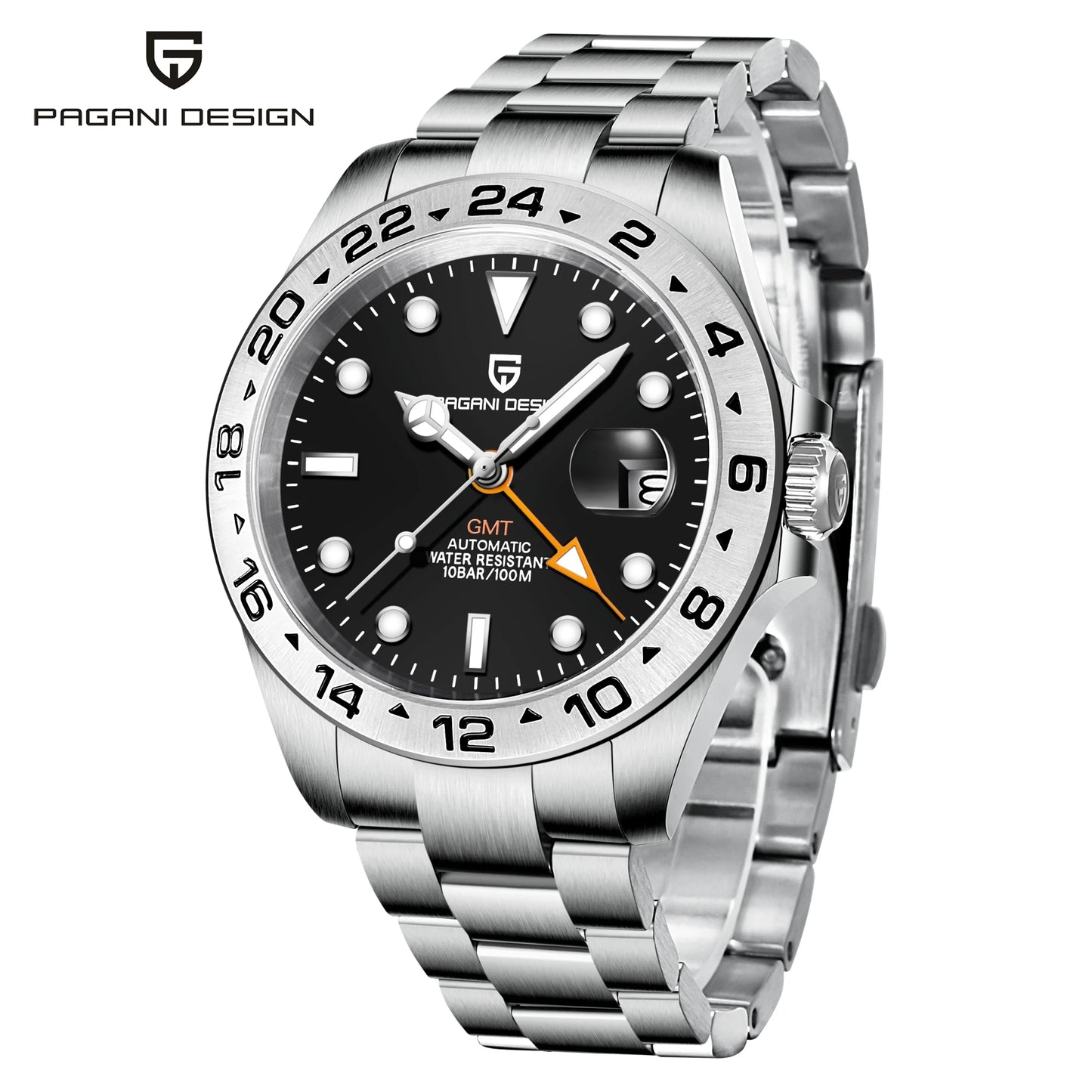 Pagani Design PD1682 Men’s GMT Watch 42mm Automatic Mechanical DG5833 Sapphire Crystal Stainless Steel Waterproof Black Vintage