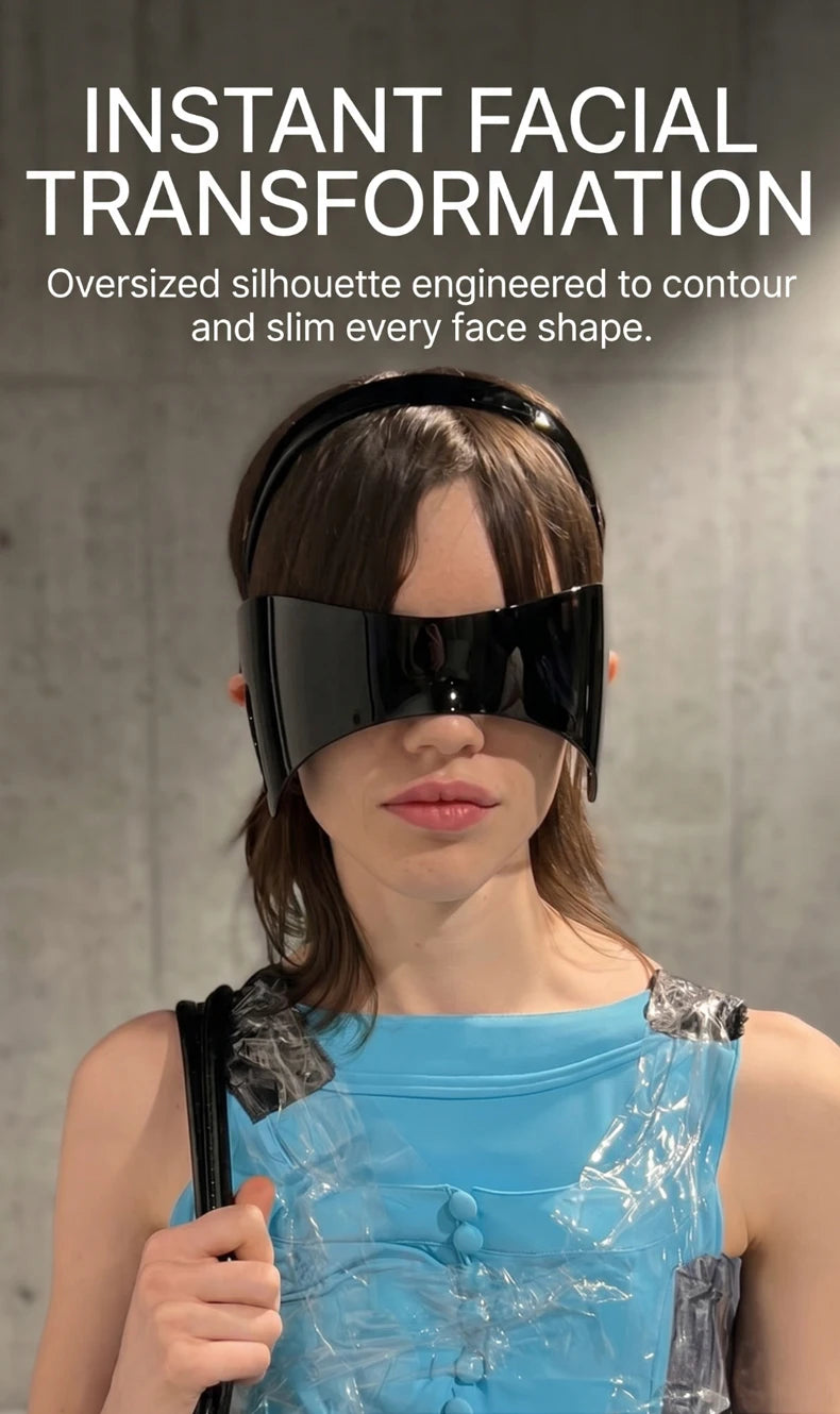 Oversized One-Piece Shield Punk Sunglasses Women 2026 Luxury Brand Sports Rimless Windproof Mask Sun Glasses Wrap Around Eyewear