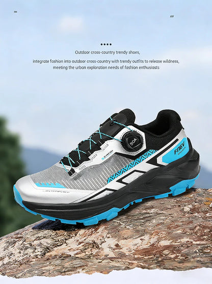 Men's Running Shoes with Rotating Buckle Breathable Mesh Lightweight Sneakers for Men Gym Workout Casual Waterproof Sports Shoes