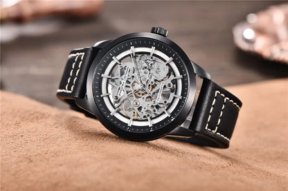 PAGANI DESIGN Új, csontvázszerkezetű férfi mechanikus karórák – csúcsminőségű luxus automata karórák férfiaknak, kék bőr szíjjal, vízálló karóra férfiaknak