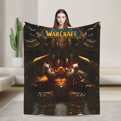 WOW World of Warcraft Arthas Retro Game Flannel Blanket  Super Warm Throw Blanket for Bedroom Camping Bedspread Sofa Bed Cover