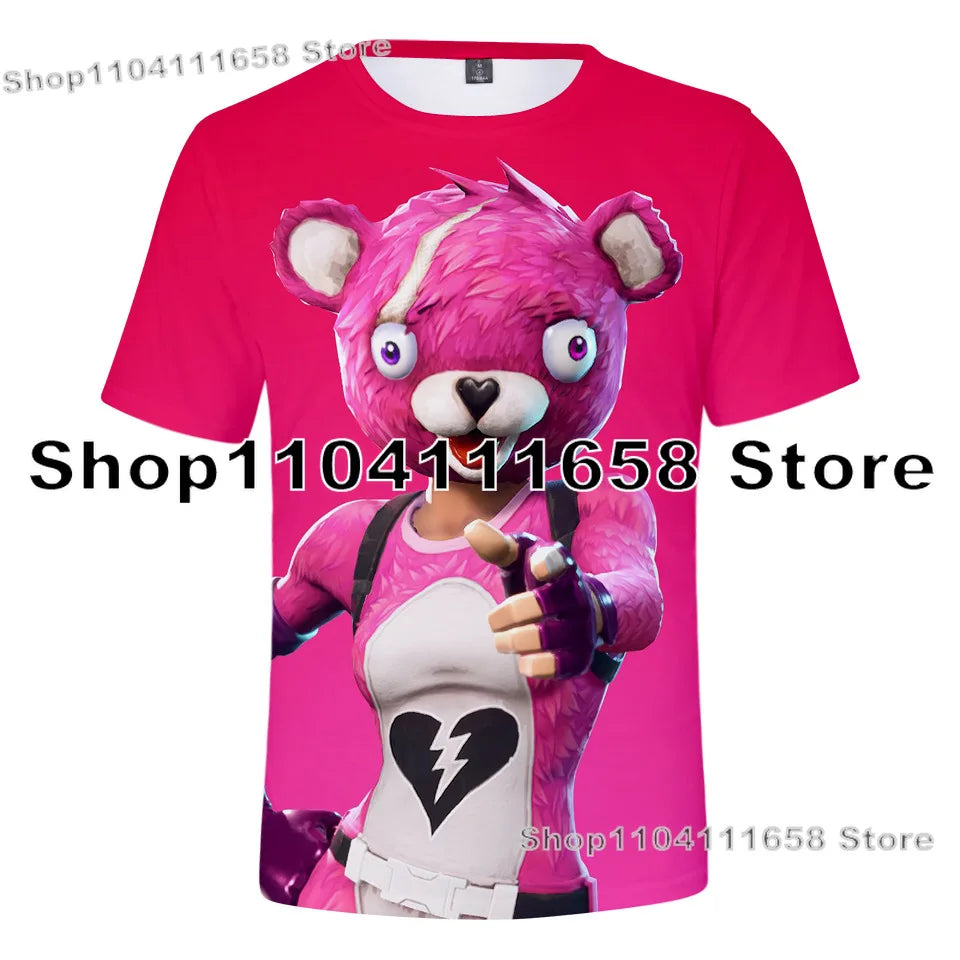 T-shirt Banana Peely para mulher, criança e homem, inspirado em F-Fortnite — T-shirt 3D estampada Battle Royale, top de verão, presente de aniversário
