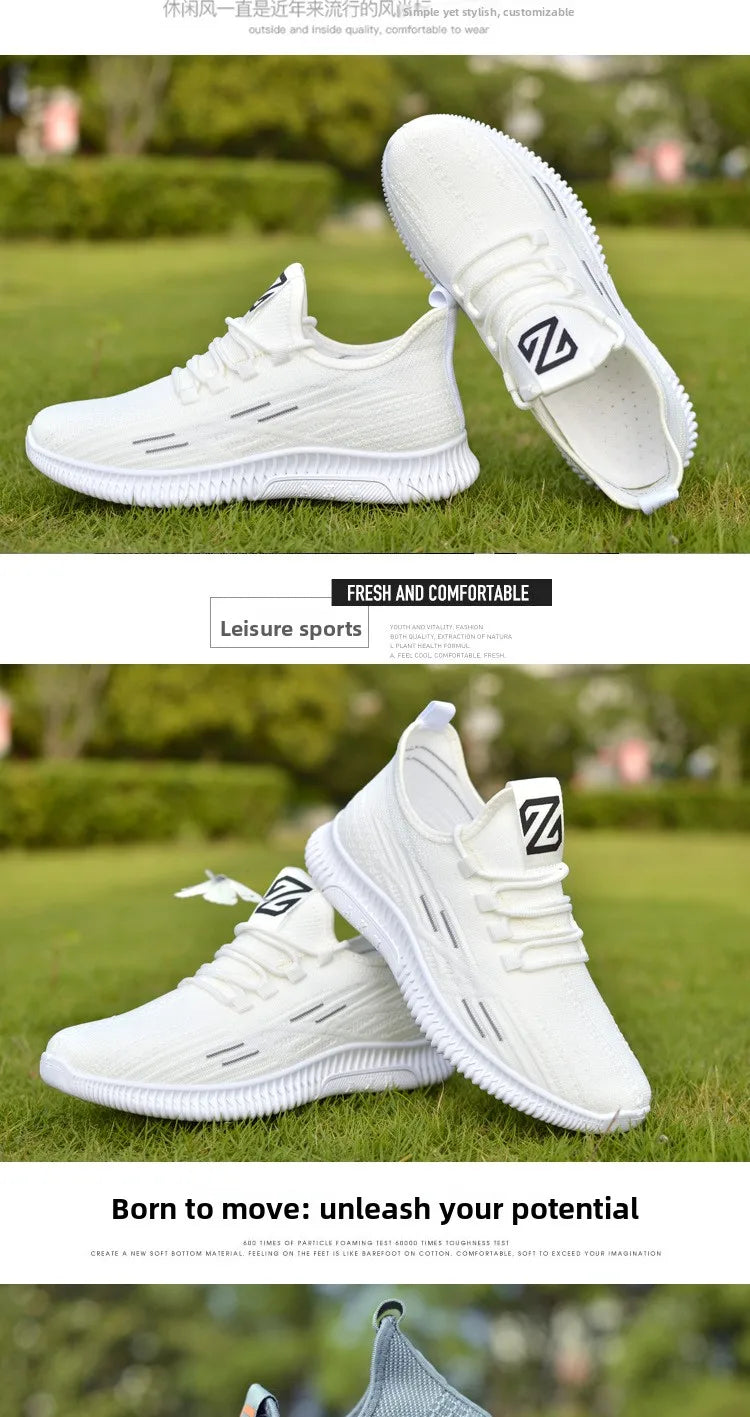 New Summer Men's Shoe Versatile Coconut Shoe Breathable Thin Mesh Casual Slip-On Sports Shoe Comfortable Low Cut round Toe