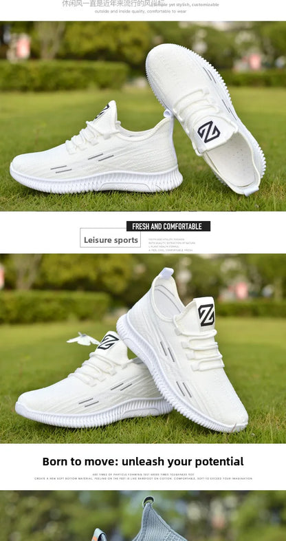 New Summer Men's Shoe Versatile Coconut Shoe Breathable Thin Mesh Casual Slip-On Sports Shoe Comfortable Low Cut round Toe