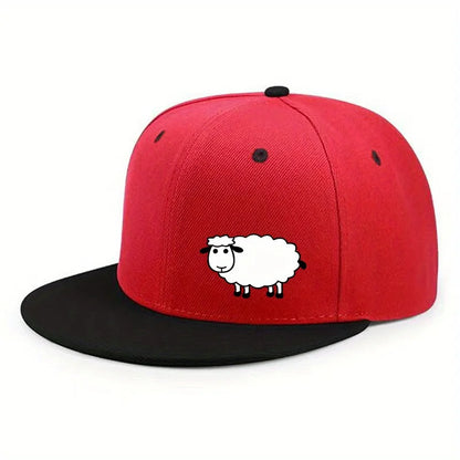 Casquette de baseball unisexe ajustable - Casquette de style urbain à visière plate avec motif de mouton : un accessoire décontracté, polyvalent et personnalisable