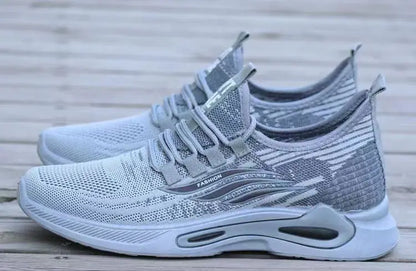 Breathable Running Shoes Men's Sporty Casual Outdoor Travel Lightweight Rubber Outsole Flat Heel round Toe Knitted Mesh Upgraded