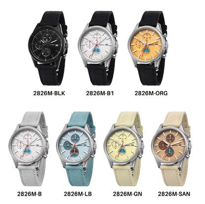 BERNY Chronograph Watch for Men/Women 37mm Dial Woven Fabric Sapphire AR Coated 5ATM Fashion Sport Calendar 316L Couple Watch